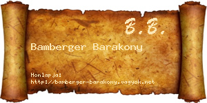 Bamberger Barakony névjegykártya